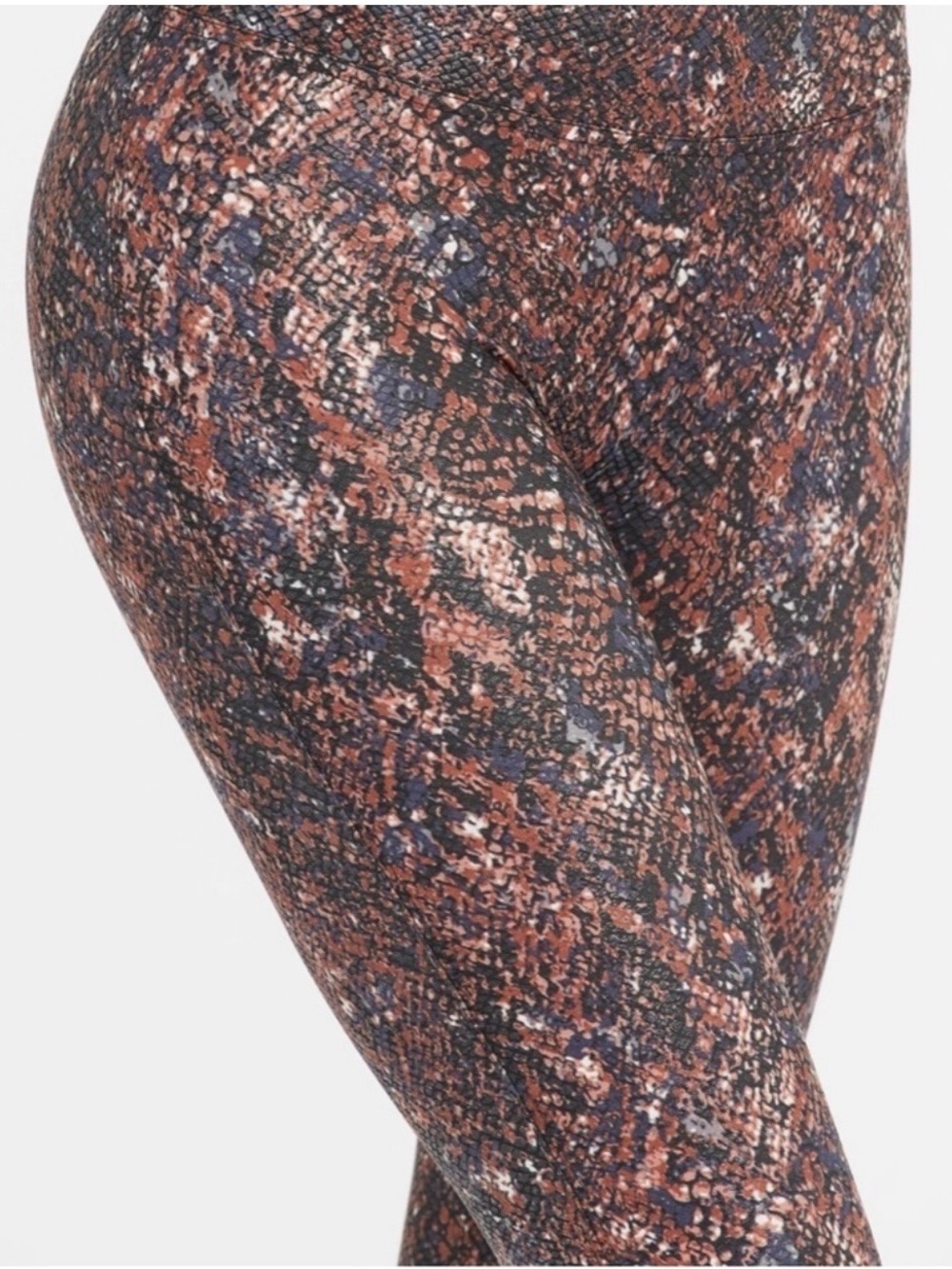 SPANX Black/Gray/Rust Snake-Print High-Waist Leggings